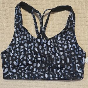 Old Navy Black & White Abstract Strappy Racerback Sports Bra